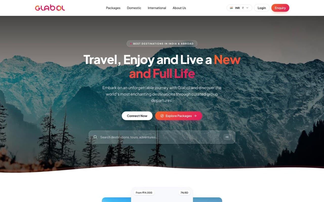 Glabol travel platform, built by Techsaar